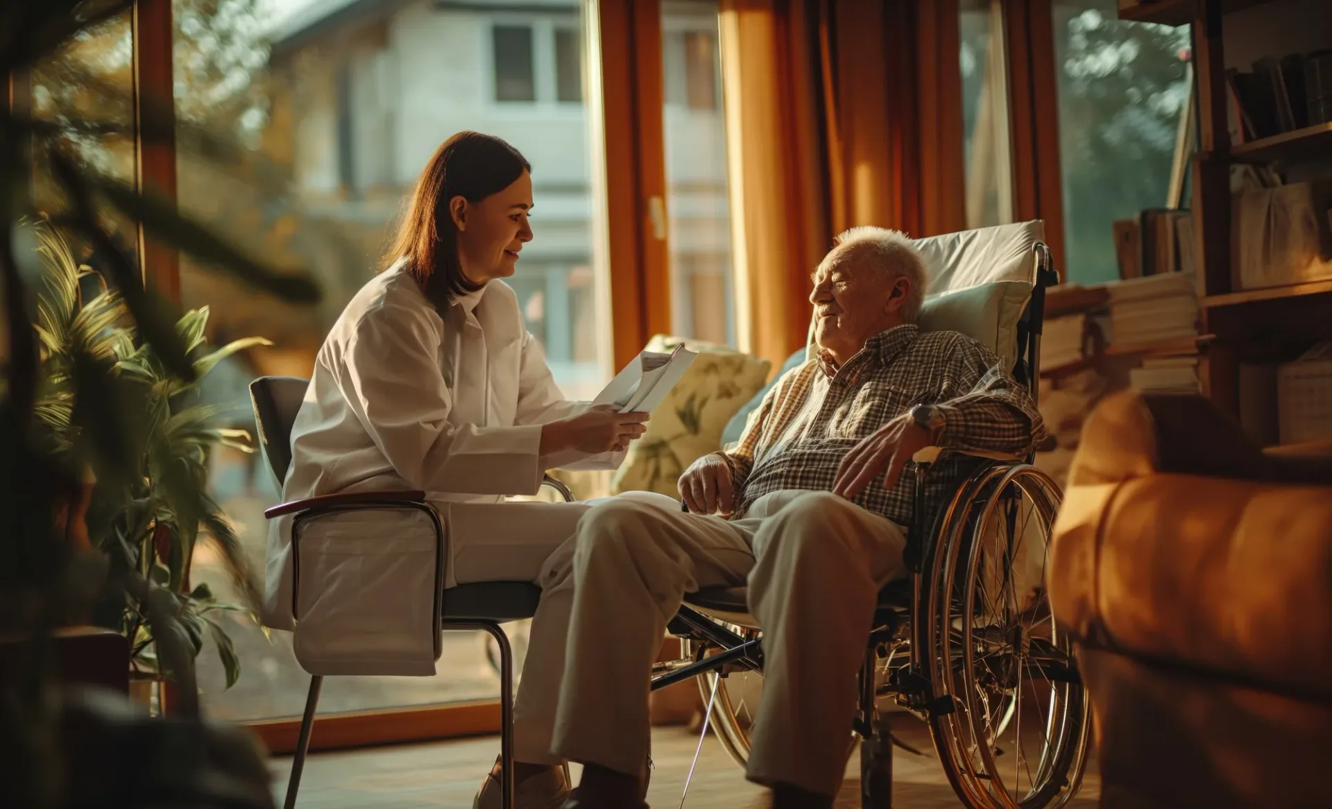 Care worker speaking with an older person and supporting end of life planning